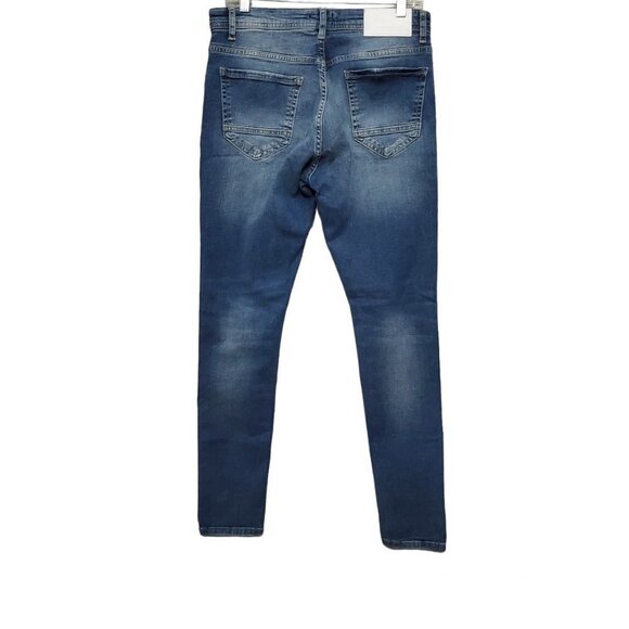 Man Boohoo Super Skinny Distressed Light Blue Jeans - Picture 8 of 13